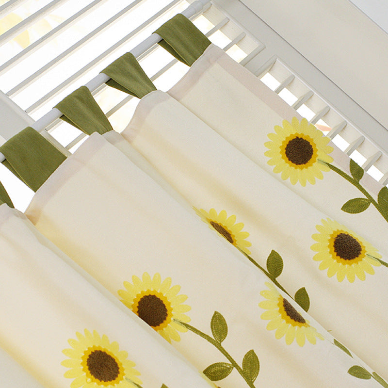 Valance Light Yellow Sunflower Window Kitchen Curtains