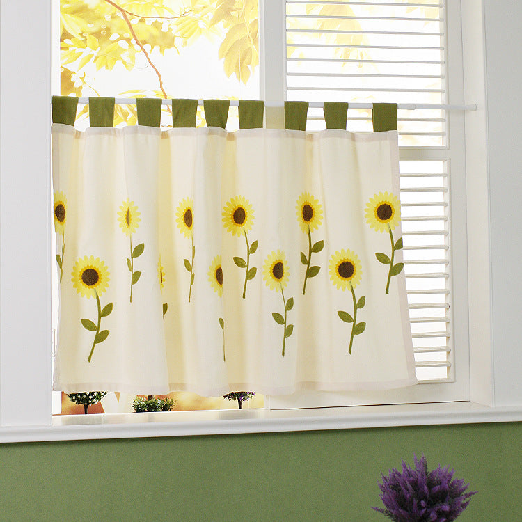 Valance Light Yellow Sunflower Window Kitchen Curtains