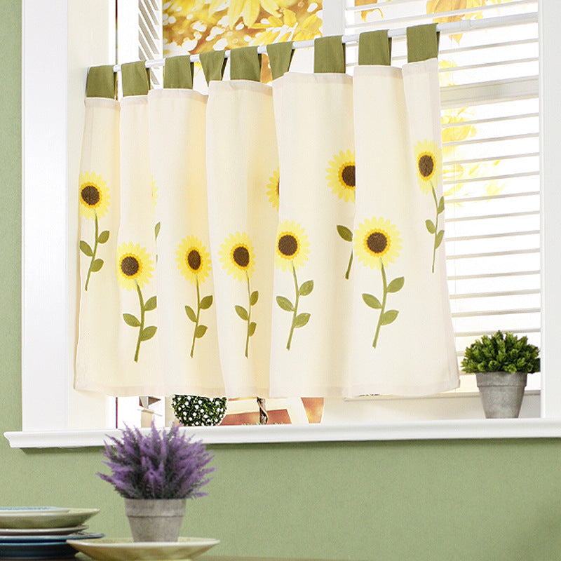 Valance Light Yellow Sunflower Window Kitchen Curtains