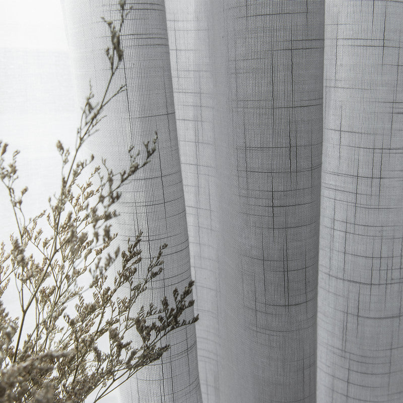 Grey Linen Touch Sheer Curtains