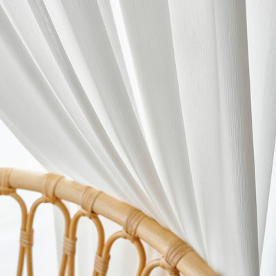 White Sheer Curtains 3D Small Folds