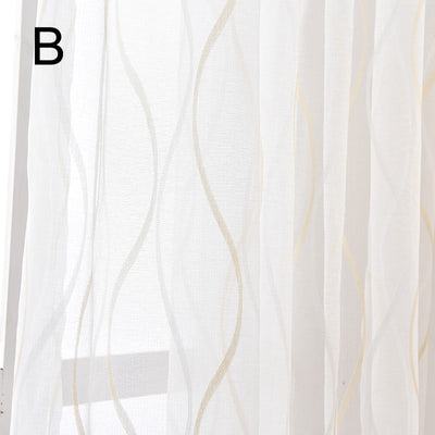 White Sheer Curtains Brown Yellow Wave jacquard - 3 Color