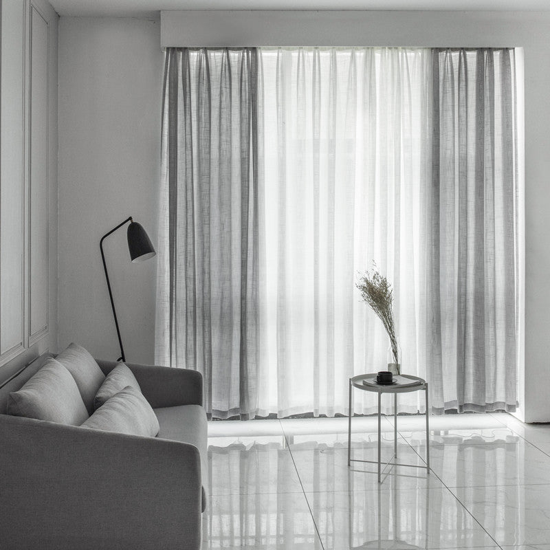 Grey Linen Touch Sheer Curtains