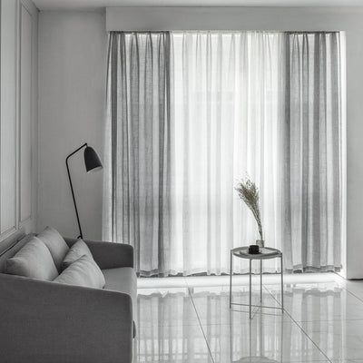 Grey Linen Touch Sheer Curtains