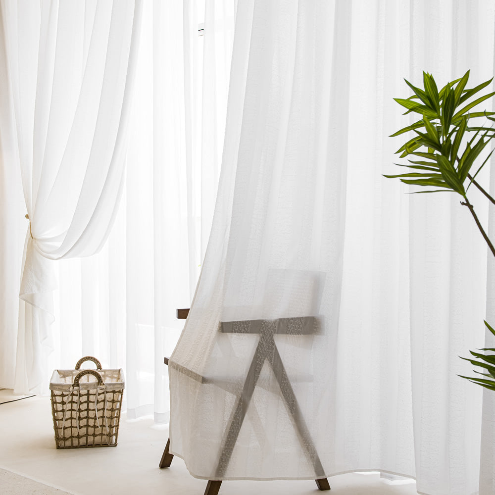 White Sheer Curtains 3D Bubble Design