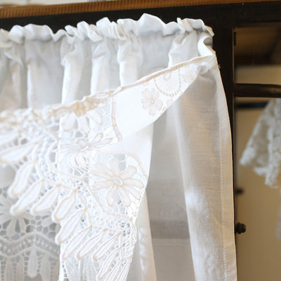 White Valance Lace Double Layer Window Curtains