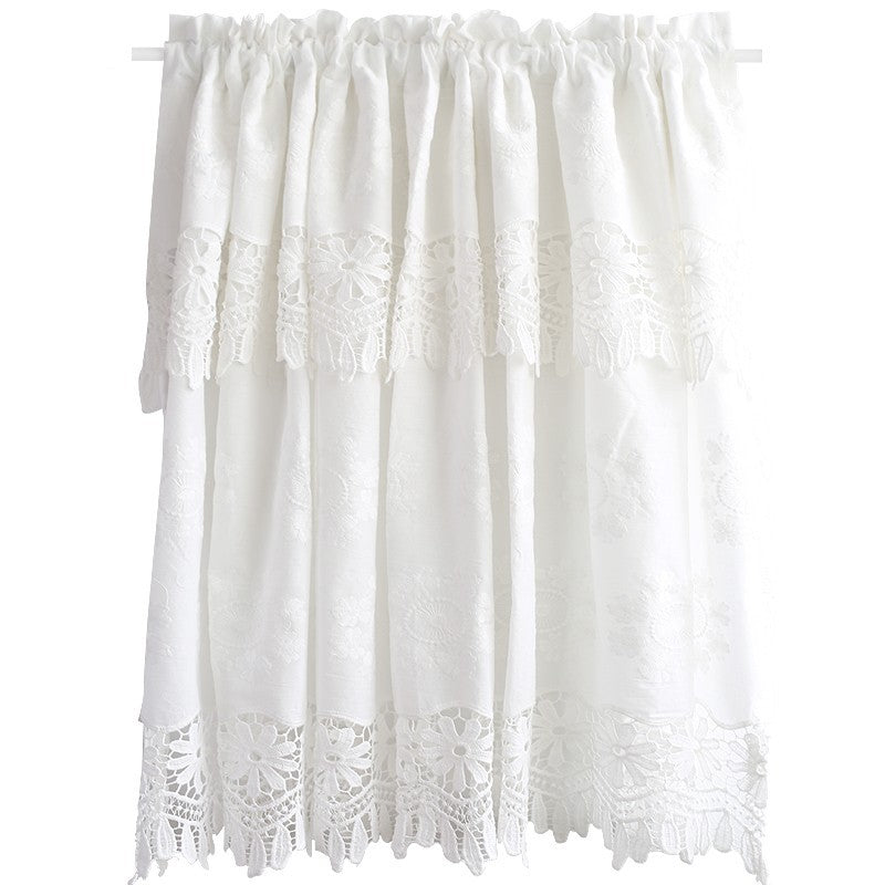 White Valance Lace Double Layer Window Curtains